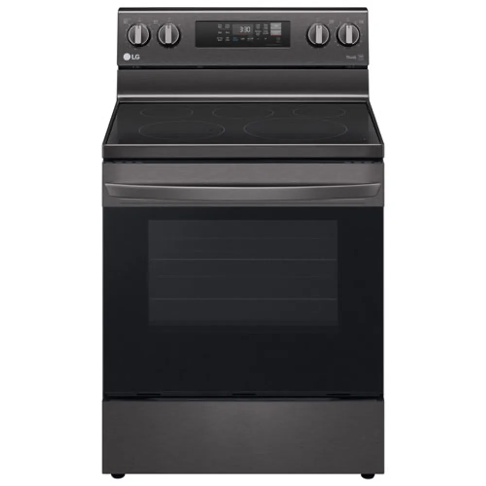 LG 30" 6.3 Cu. Ft. Fan Convection 5-Element Electric Air Fry Range (LREL6323D) - Black Stainless