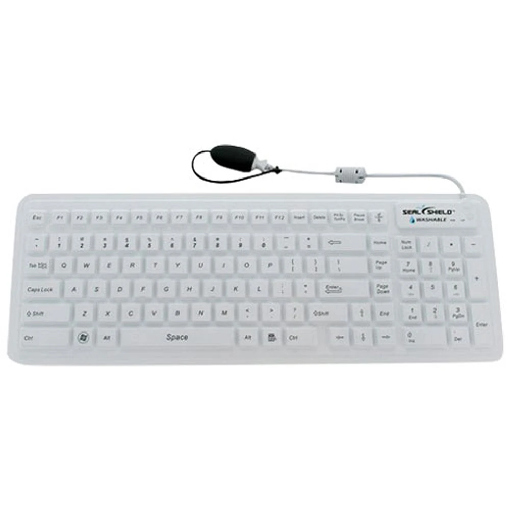 Seal Shield Touch Glow Wired Backlit Full Size Waterproof Keyboard with Touch Pad - White - English