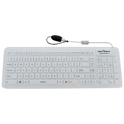 Seal Shield Touch Glow Wired Backlit Full Size Waterproof Keyboard with Touch Pad - White - English