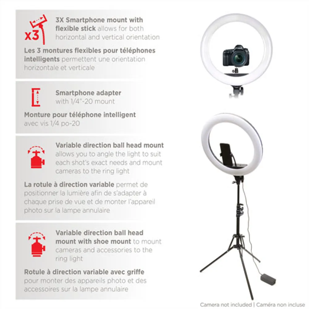 Mobifoto 18" Bi-Colour LED Ring Light Vlog Kit (MOBIRL18)