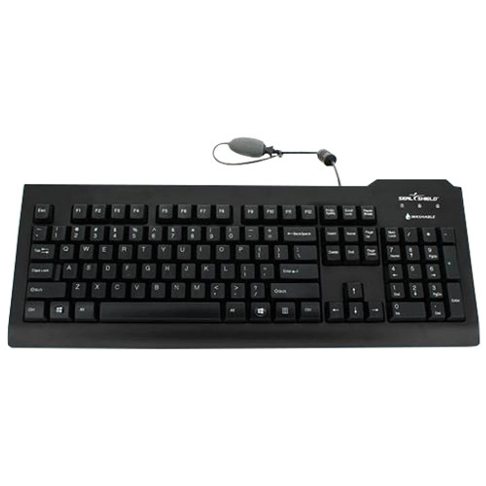 Seal Shield Clean Wired Full Size Waterproof Keyboard with Quick Connect - English