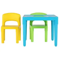 Humble Crew Bold Kids Plastic Table with 2 Chairs - Aqua/Green/Yellow