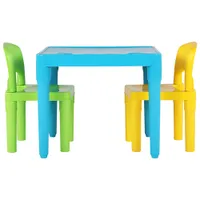 Humble Crew Bold Kids Plastic Table with 2 Chairs - Aqua/Green/Yellow