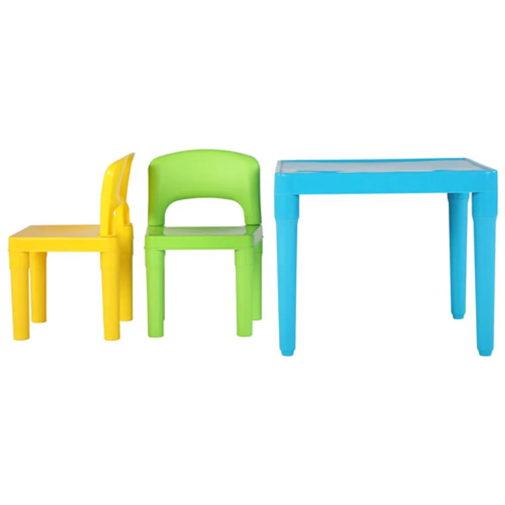 Humble Crew Bold Kids Plastic Table with 2 Chairs - Aqua/Green/Yellow