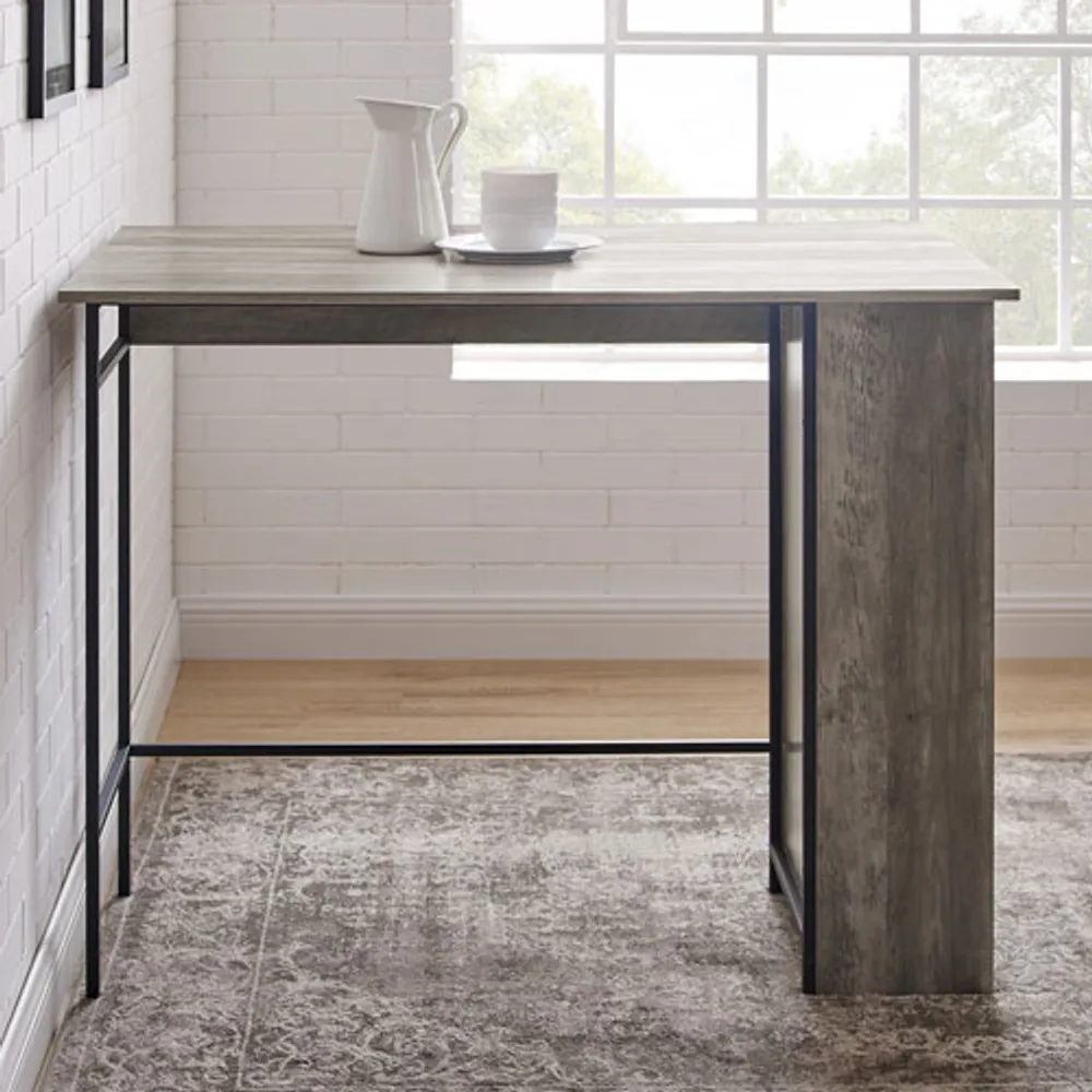 Transitional Drop-Leaf Storage Bar Table - Grey Wash