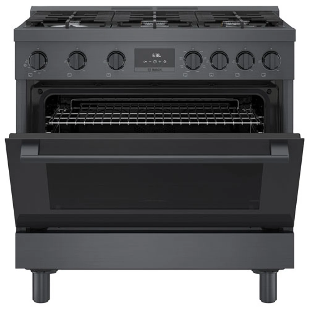 Bosch 36" 3.7 Cu. Ft. True Convection 6-Burner Dual Fuel Range (HDS8645C) - Black Stainless