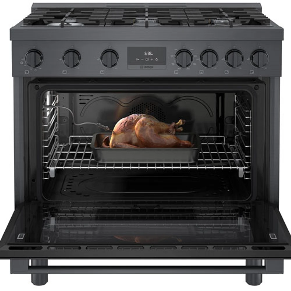 Bosch 36" 3.7 Cu. Ft. True Convection 6-Burner Dual Fuel Range (HDS8645C) - Black Stainless