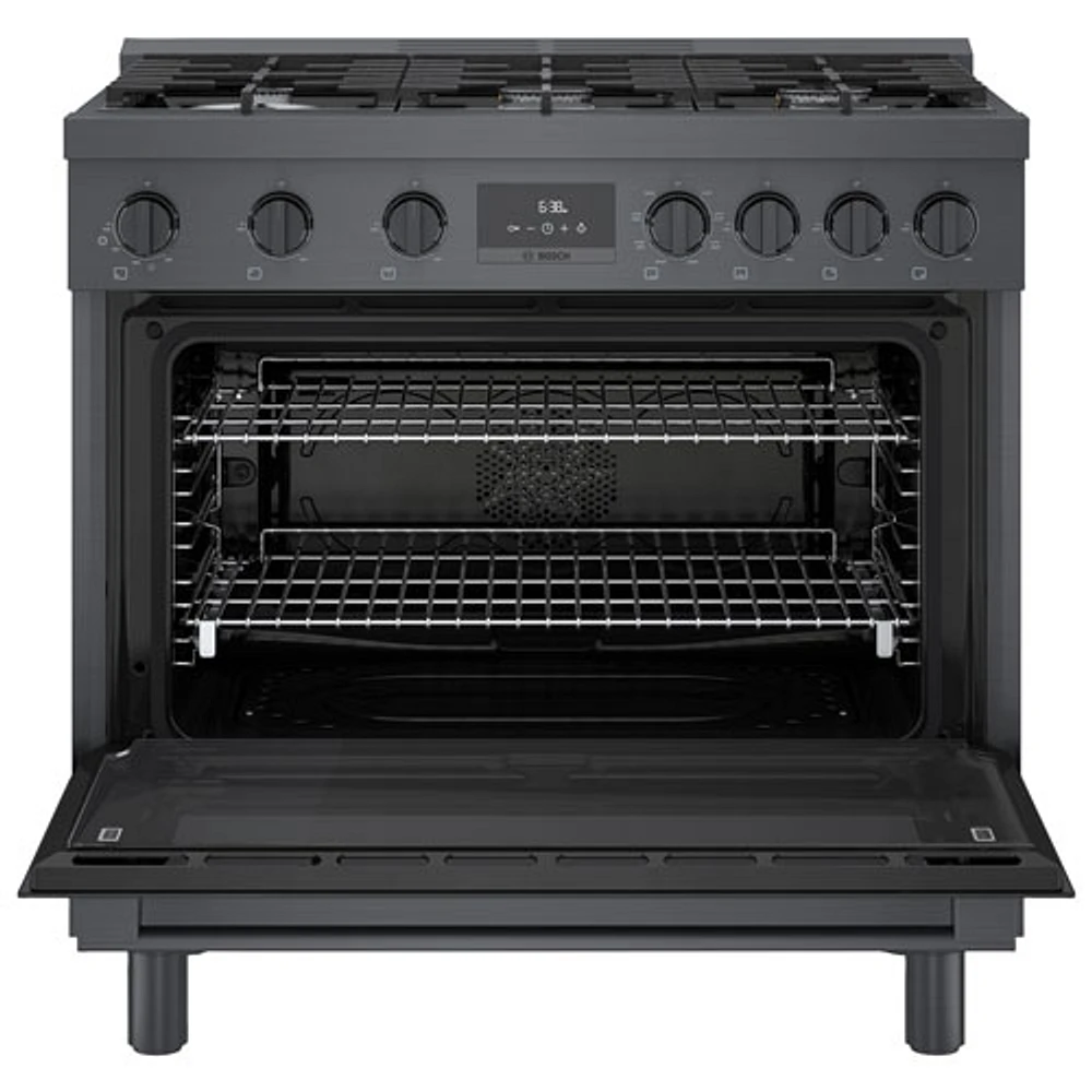 Bosch 36" 3.7 Cu. Ft. True Convection 6-Burner Dual Fuel Range (HDS8645C) - Black Stainless