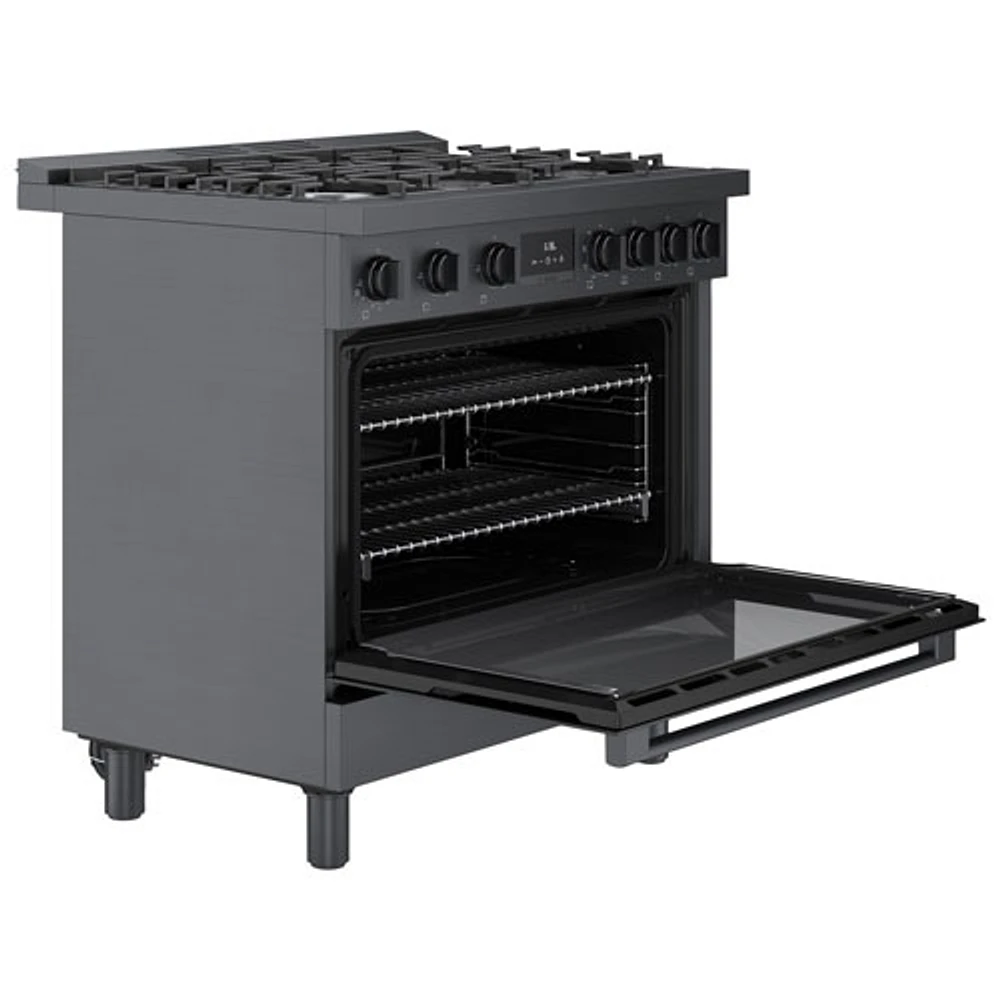 Bosch 36" 3.7 Cu. Ft. True Convection 6-Burner Dual Fuel Range (HDS8645C) - Black Stainless