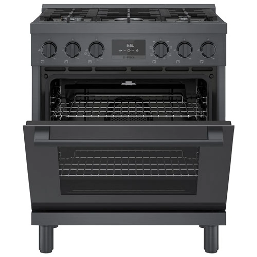 Bosch 30" 4 Cu. Ft. True Convection 5-Burner Dual Fuel Range (HDS8045C) - Black Stainless