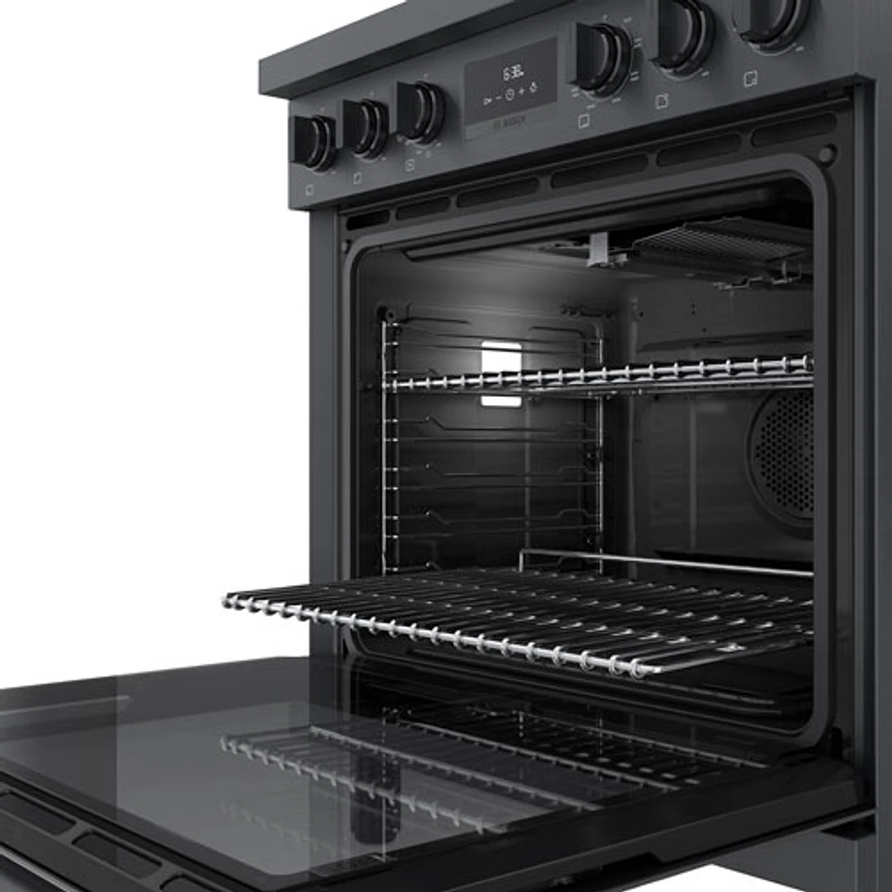 Bosch 30" 4 Cu. Ft. True Convection 5-Burner Dual Fuel Range (HDS8045C) - Black Stainless