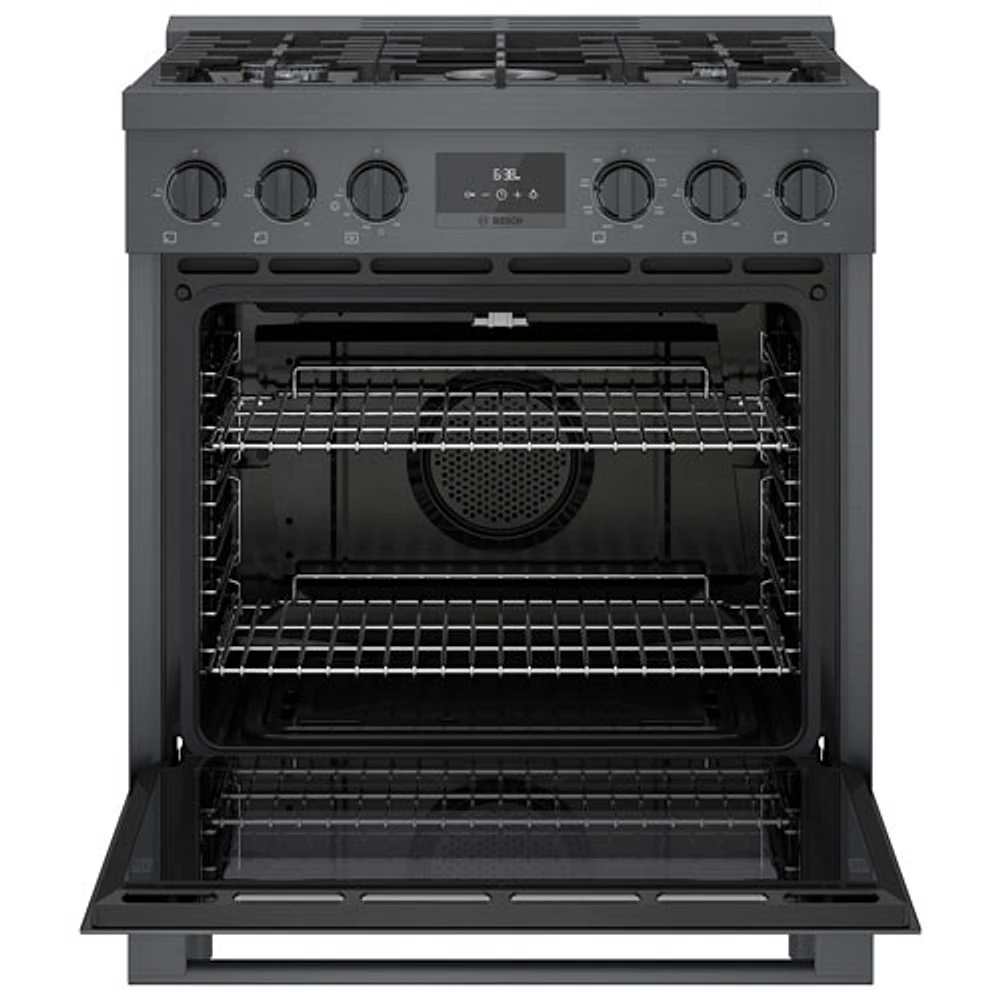 Bosch 30" 4 Cu. Ft. True Convection 5-Burner Dual Fuel Range (HDS8045C) - Black Stainless