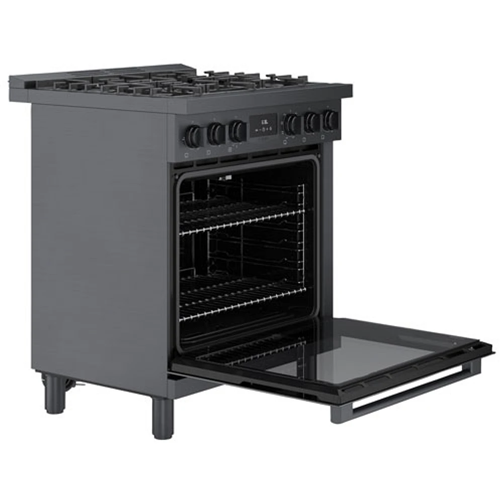 Bosch 30" 4 Cu. Ft. True Convection 5-Burner Dual Fuel Range (HDS8045C) - Black Stainless