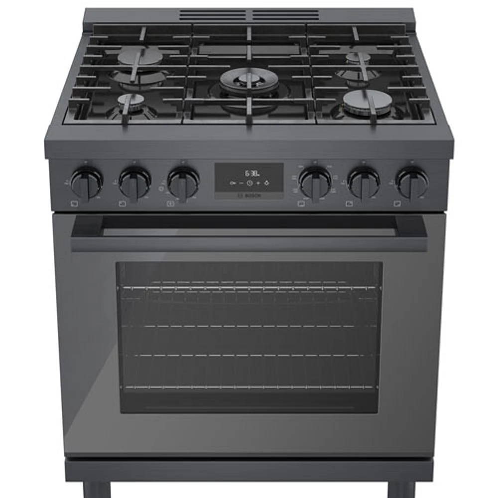 Bosch 30" 4 Cu. Ft. True Convection 5-Burner Dual Fuel Range (HDS8045C) - Black Stainless