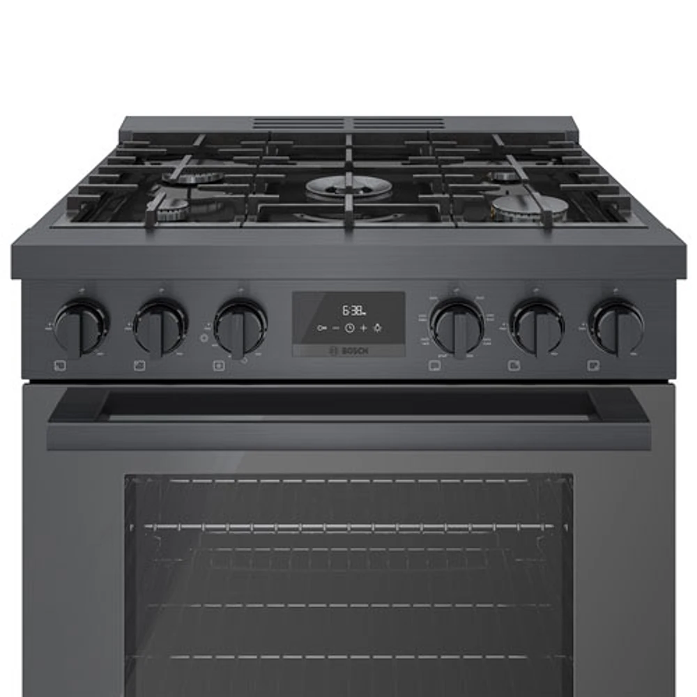 Bosch 30" 4 Cu. Ft. True Convection 5-Burner Dual Fuel Range (HDS8045C) - Black Stainless