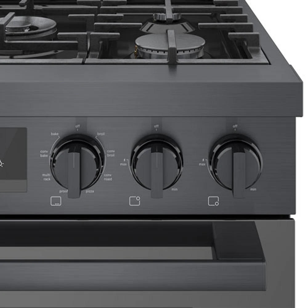 Bosch 30" 4 Cu. Ft. True Convection 5-Burner Dual Fuel Range (HDS8045C) - Black Stainless