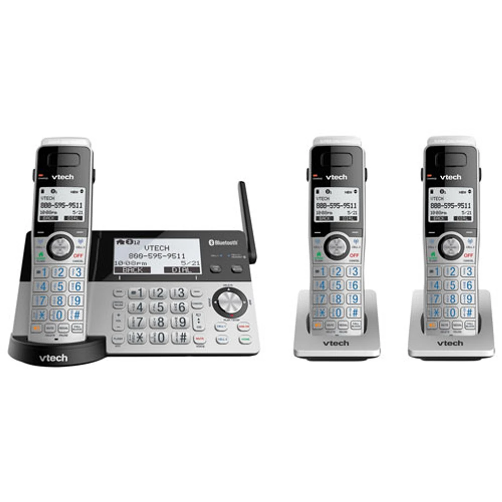 Système téléphonique sans fil DECT 6.0 à 3 combinés avec répondeur de VTech (IS8151-3) - Argenté