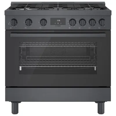 Bosch 36" 3.5 Cu. Ft. Double Oven 6-Burner Freestanding Gas Range (HGS8645UC) - Black Stainless