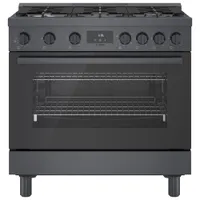 Cuisinière à gaz autonome à 6 brûleurs et à deux fours 3,5 pi³ 36 po Bosch (HGS8645UC) - Inox noir