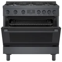 Cuisinière à gaz autonome à 6 brûleurs et à deux fours 3,5 pi³ 36 po Bosch (HGS8645UC) - Inox noir