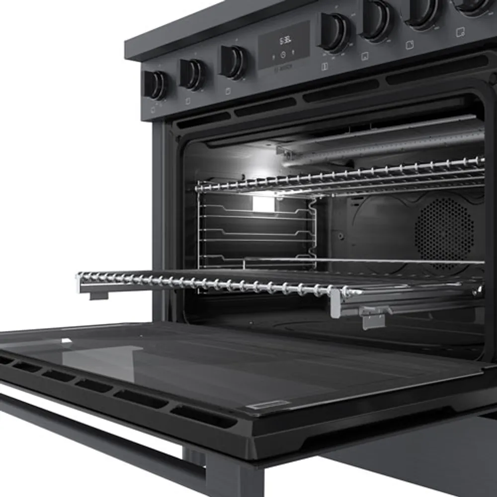 Cuisinière à gaz autonome à 6 brûleurs et à deux fours 3,5 pi³ 36 po Bosch (HGS8645UC) - Inox noir