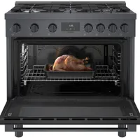 Cuisinière à gaz autonome à 6 brûleurs et à deux fours 3,5 pi³ 36 po Bosch (HGS8645UC) - Inox noir