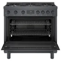 Cuisinière à gaz autonome à 6 brûleurs et à deux fours 3,5 pi³ 36 po Bosch (HGS8645UC) - Inox noir