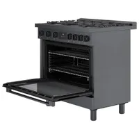 Cuisinière à gaz autonome à 6 brûleurs et à deux fours 3,5 pi³ 36 po Bosch (HGS8645UC) - Inox noir