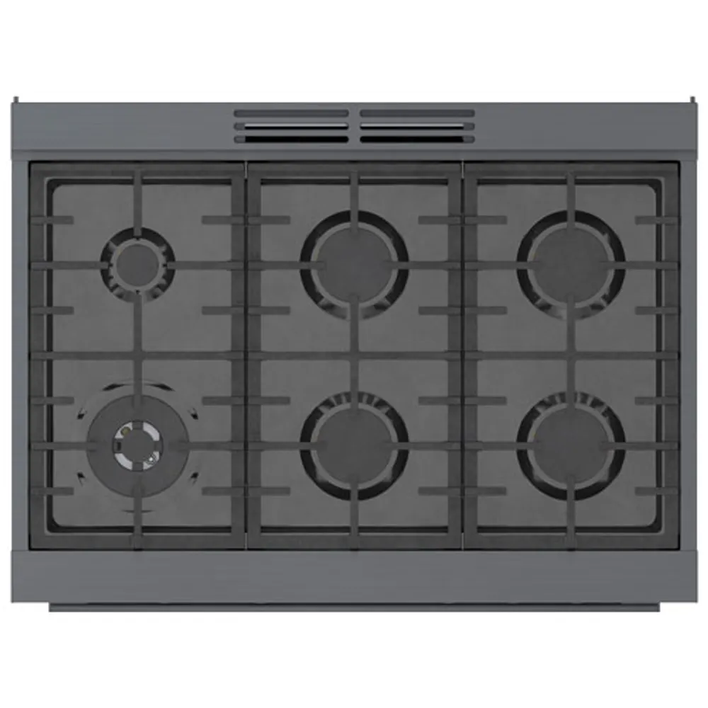 Cuisinière à gaz autonome à 6 brûleurs et à deux fours 3,5 pi³ 36 po Bosch (HGS8645UC) - Inox noir