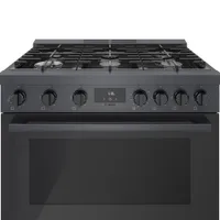 Cuisinière à gaz autonome à 6 brûleurs et à deux fours 3,5 pi³ 36 po Bosch (HGS8645UC) - Inox noir