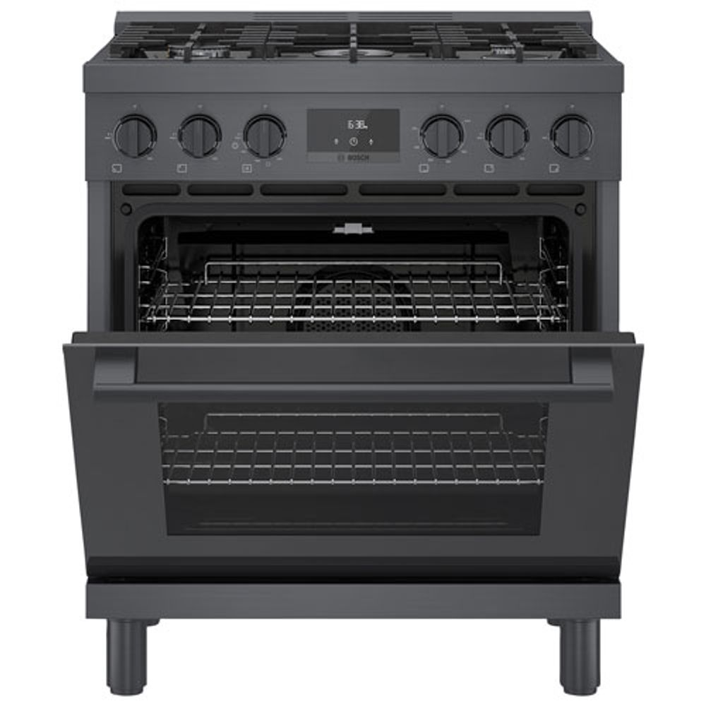 Bosch 30" 3.7 Cu. Ft. True Convection 5-Burner Freestanding Gas Range (HGS8045UC) - Black Stainless