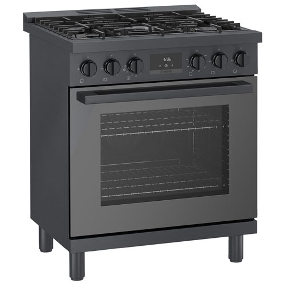 Bosch 30" 3.7 Cu. Ft. True Convection 5-Burner Freestanding Gas Range (HGS8045UC) - Black Stainless