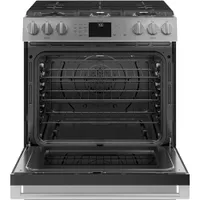 Café 30" 5.6 Cu. Ft. True Convection 6-Burner Slide-In Gas Range (CCGS700M2NS5) - Platinum Glass