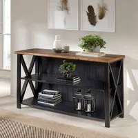 Walker Edison Transitional Rectangular Console Table with Storage
