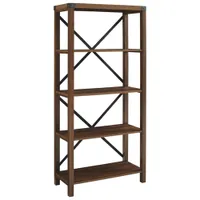 Walker Edison Farmhouse 64" 4-Shelf Bookcase - Dark Walnut