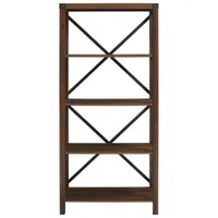 Walker Edison Farmhouse 64" 4-Shelf Bookcase - Dark Walnut