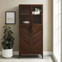 Walker Edison 68" 4-Shelf Storage Cabinet - Dark Walnut