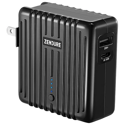 Zendure MIX GO 2-in-1 2-Port USB-A/USB-C Wall Charger & 5000mAh Power Bank - Black