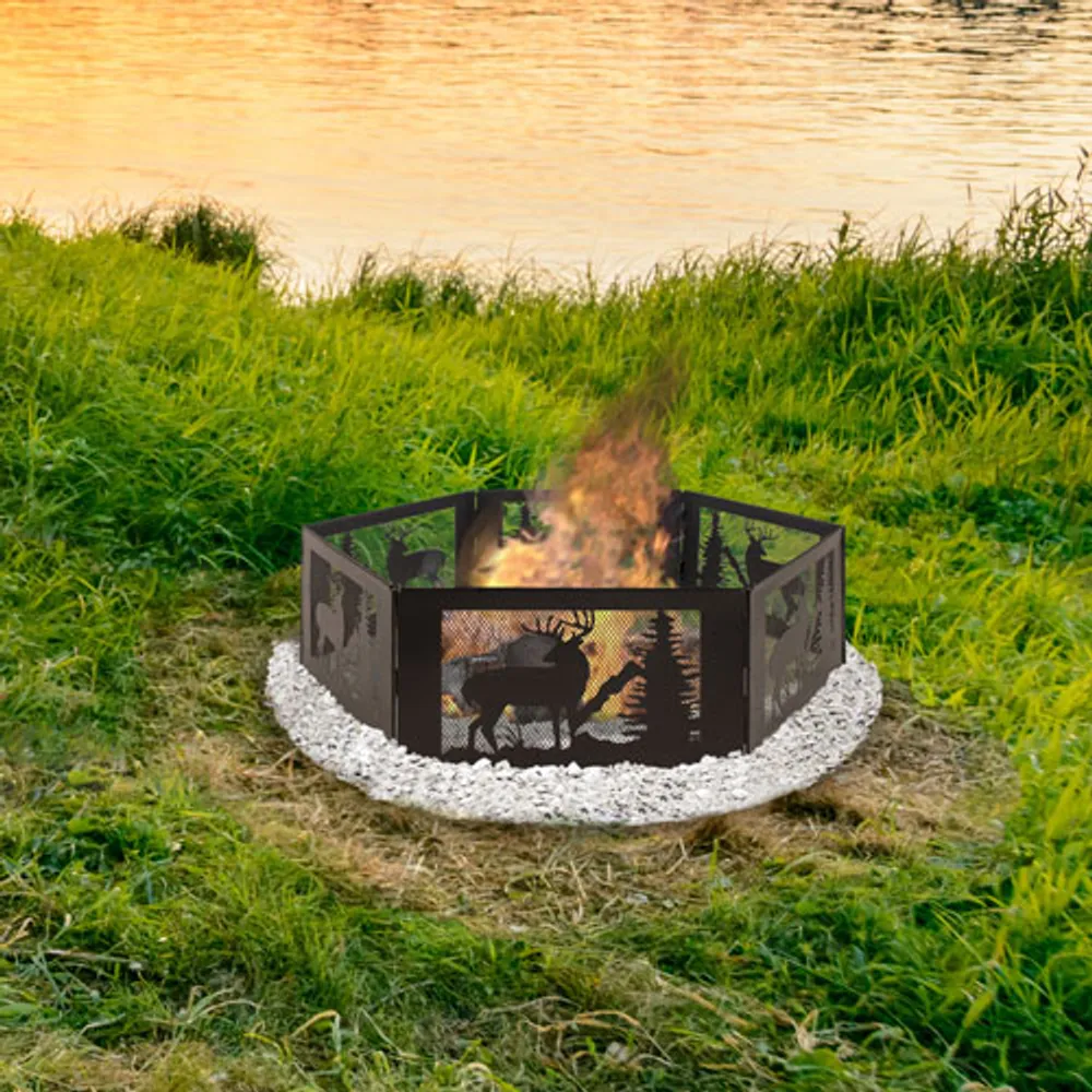 Pleasant Hearth Deer Mountain Folding Fire Ring