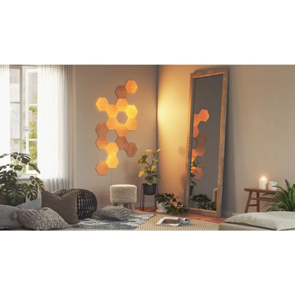 Nanoleaf Elements Wood-Look Hexagon Panels - Expansion Pack - 3 Panels