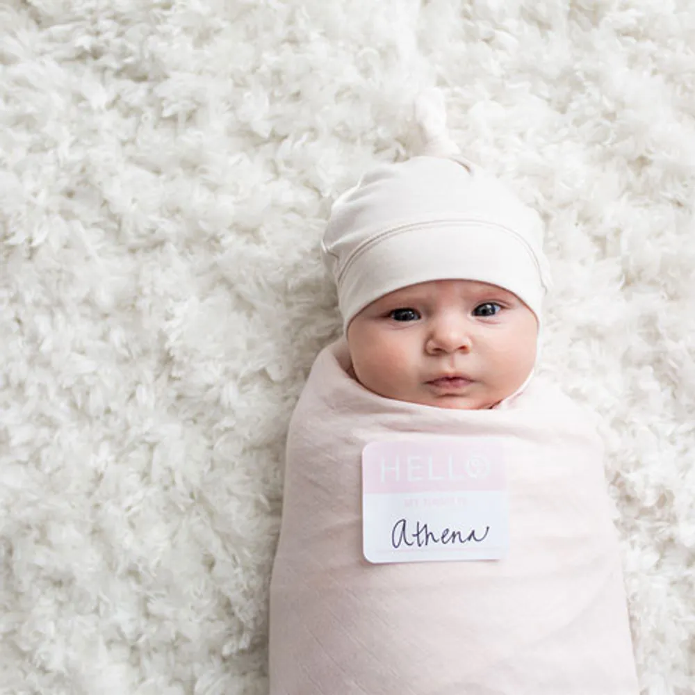 Lulujo Hello World Bamboo Swaddle & Hat - 0 to 4 Months