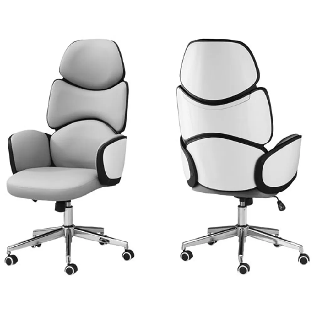Monarch High-Back Faux Leather Executive Chair - White/Grey