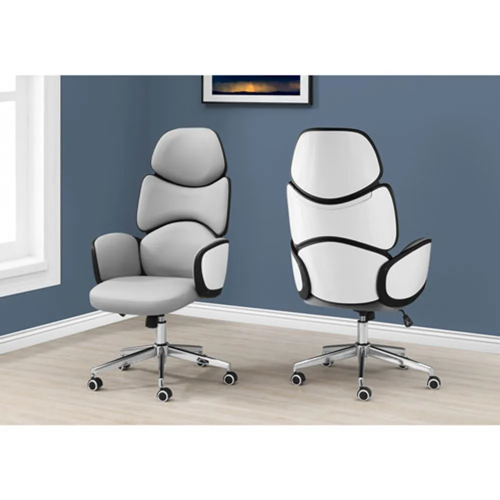Monarch High-Back Faux Leather Executive Chair - White/Grey
