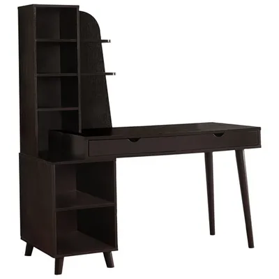 Monarch Computer Desk with Attached Bookcase - Espresso