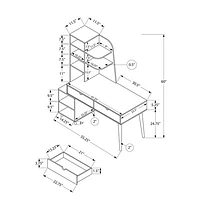 Monarch Computer Desk with Attached Bookcase - Espresso