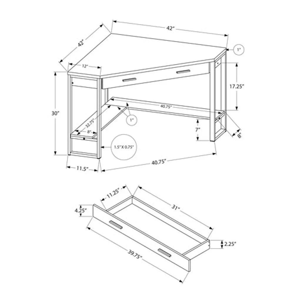 Bureau d'angle pour ordinateur de Monarch - Noir