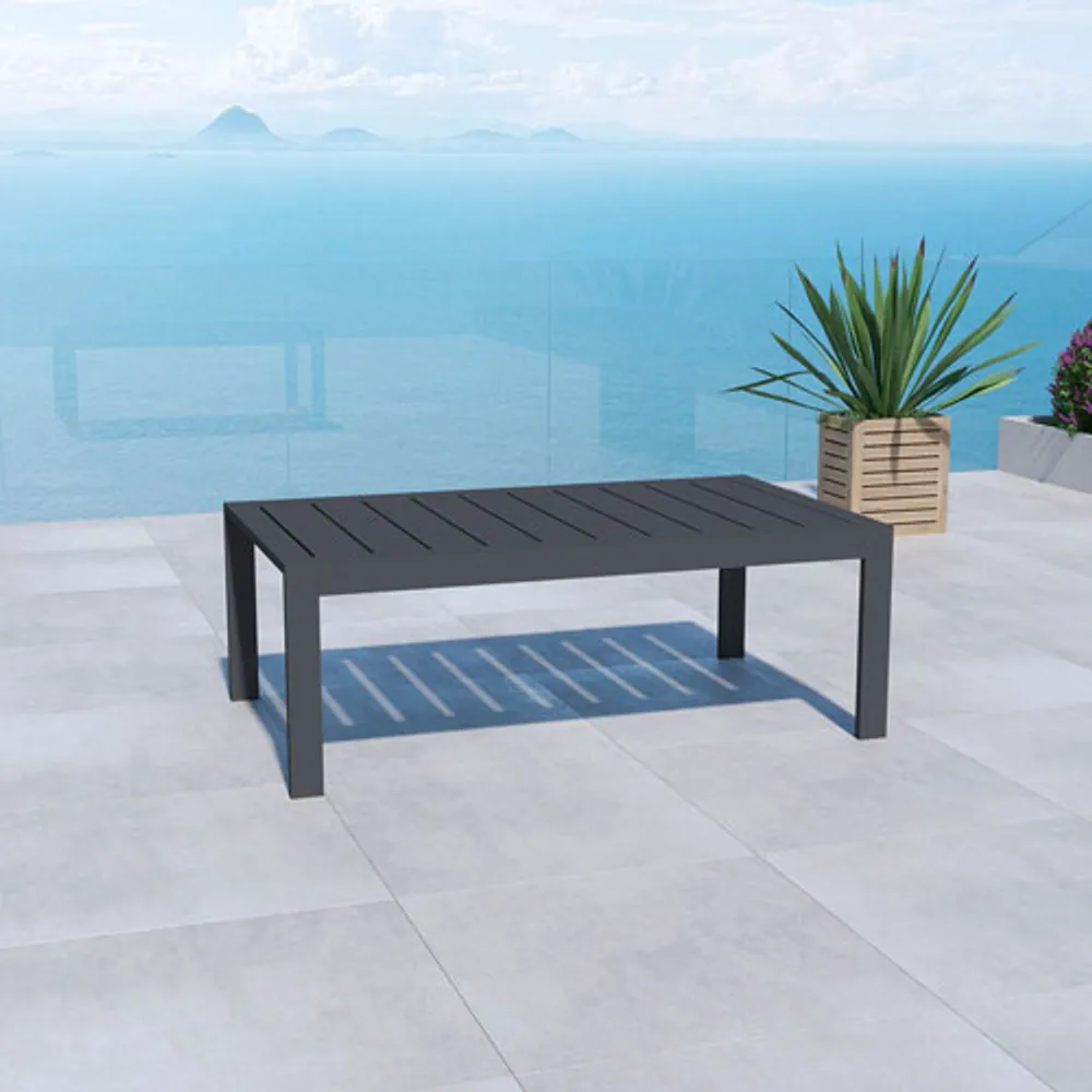 Table basse rectangulaire d'extérieur en aluminium au fini pulvérisé Portofino - Gris