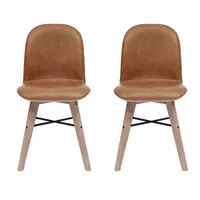 Napoli Transitional Genuine Leather Dining Chair - Set of 2 - Tan