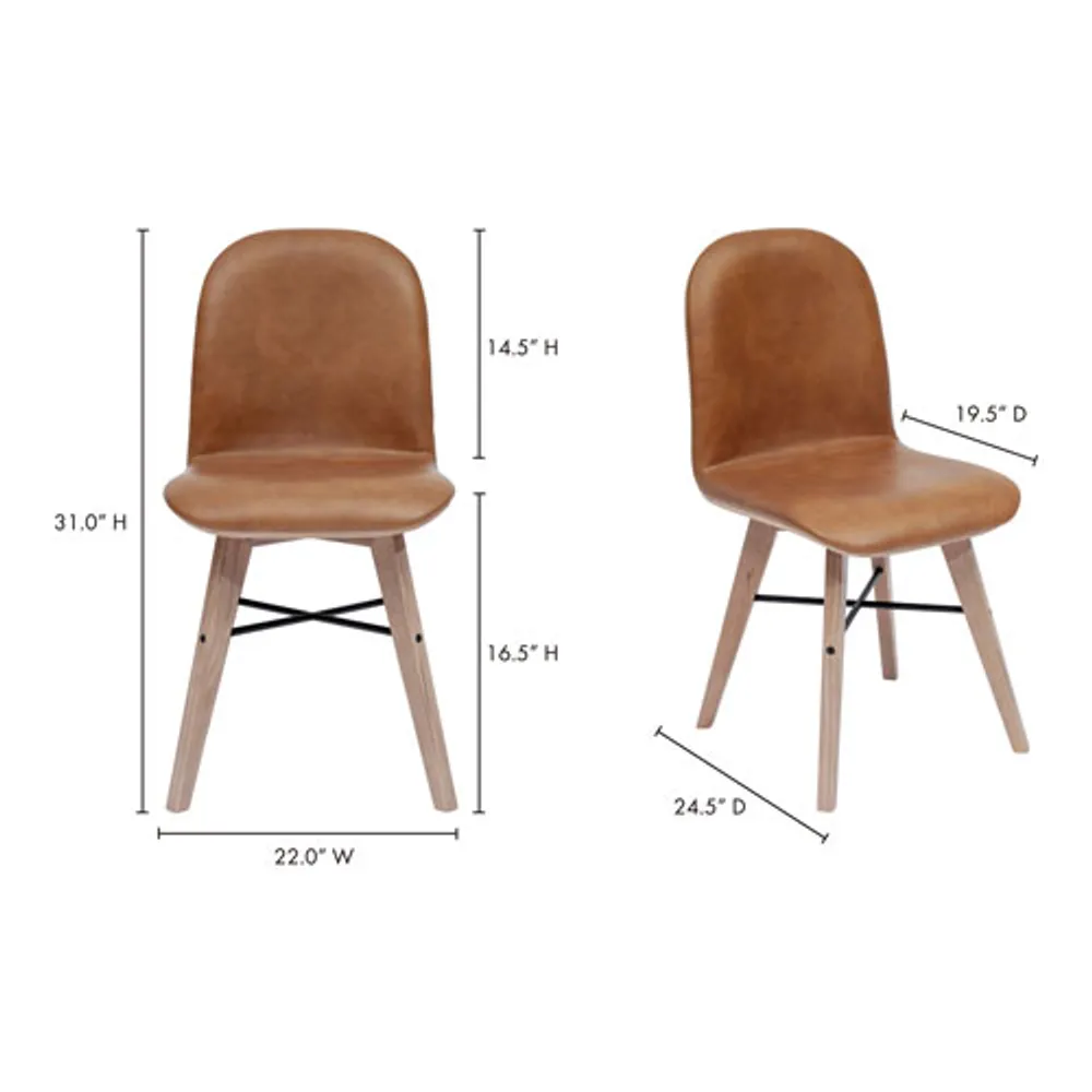 Napoli Transitional Genuine Leather Dining Chair - Set of 2 - Tan