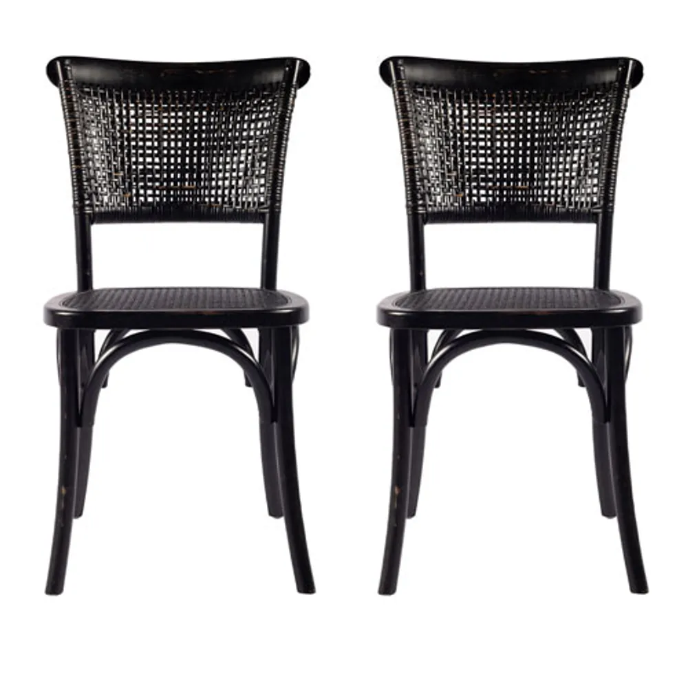Churchill Rustic Country Dining Chair - Set of 2 - Antique Black